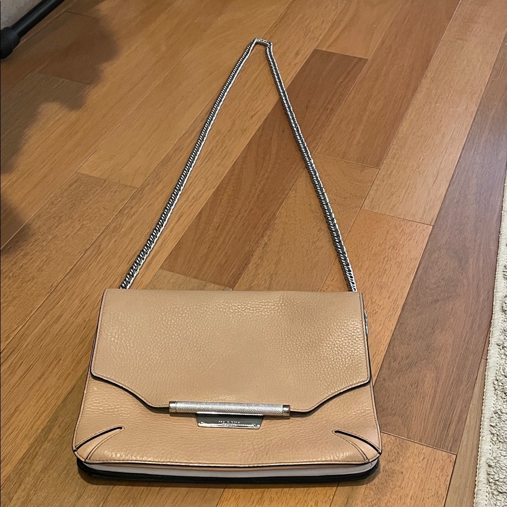 Rag & Bone Tan Leather Crossbody Bag with Silver Chain strap